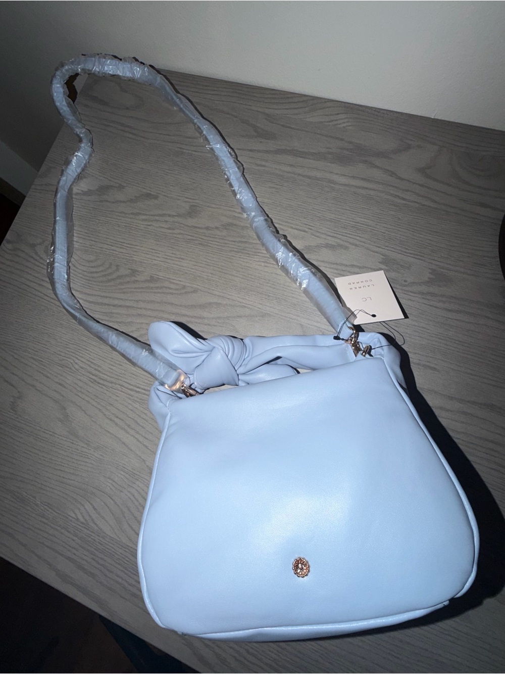 LC Lauren Conrad Powder Blue Knotted Shoulder Bag NWT